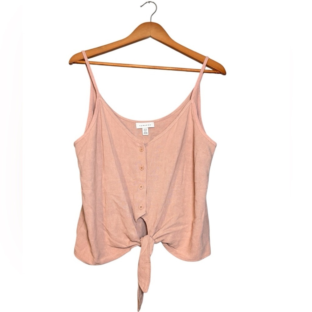Topshop Blush Pink Button-Down Camisole Tie Front Women’s Size 8 Sleeveless